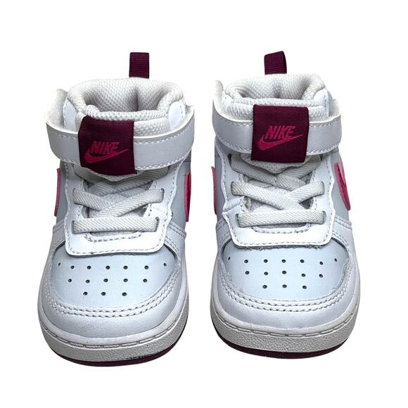Nike Court Borough Mid 2 White and Pink Size 6C - Picture 2 of 5